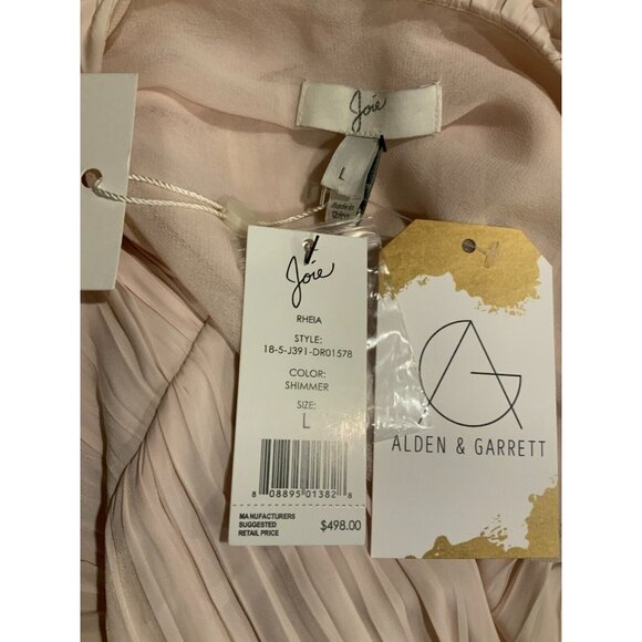 Joie Rheia Shimmer Nude Pleated Romantic Midi Dress, NWT! Size Large - Picture 10 of 10